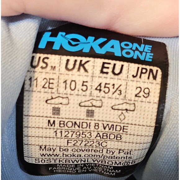Size 11 2E - Hoka One One Bondi 8 Wide Blue Worn, No Box - Picture 8 of 8